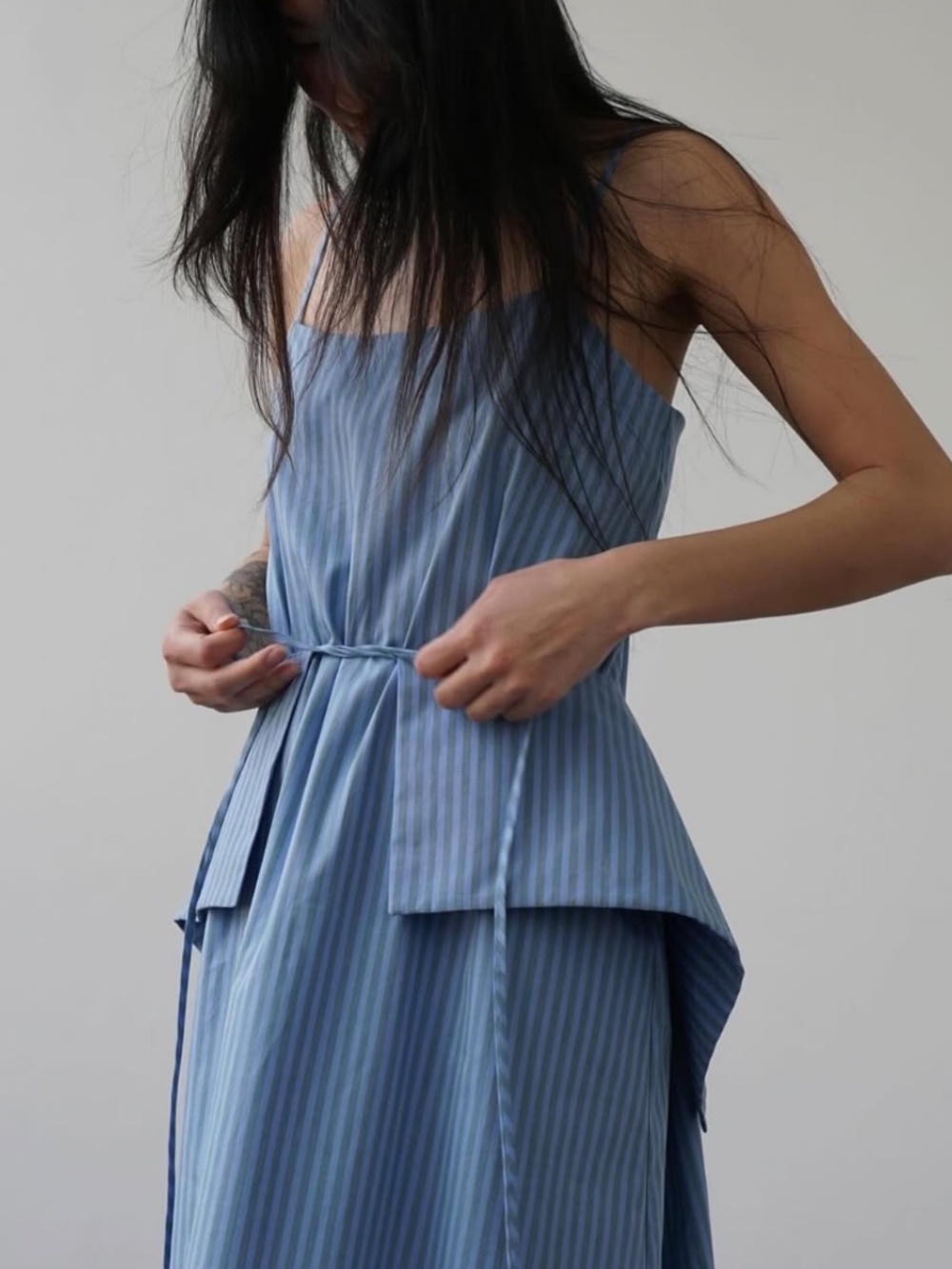 Proche studio Penelope sheath with peplum collar XS/Small Lagoon Stripe